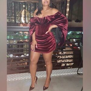 ASOS Burgundy Off-Shoulder Mini Dress